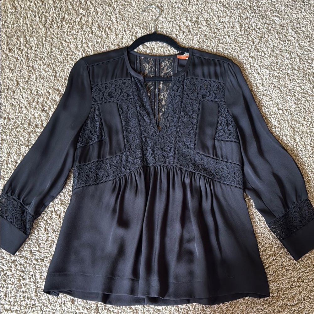 Rebecca Taylor Elegant Black Lace Women's Top